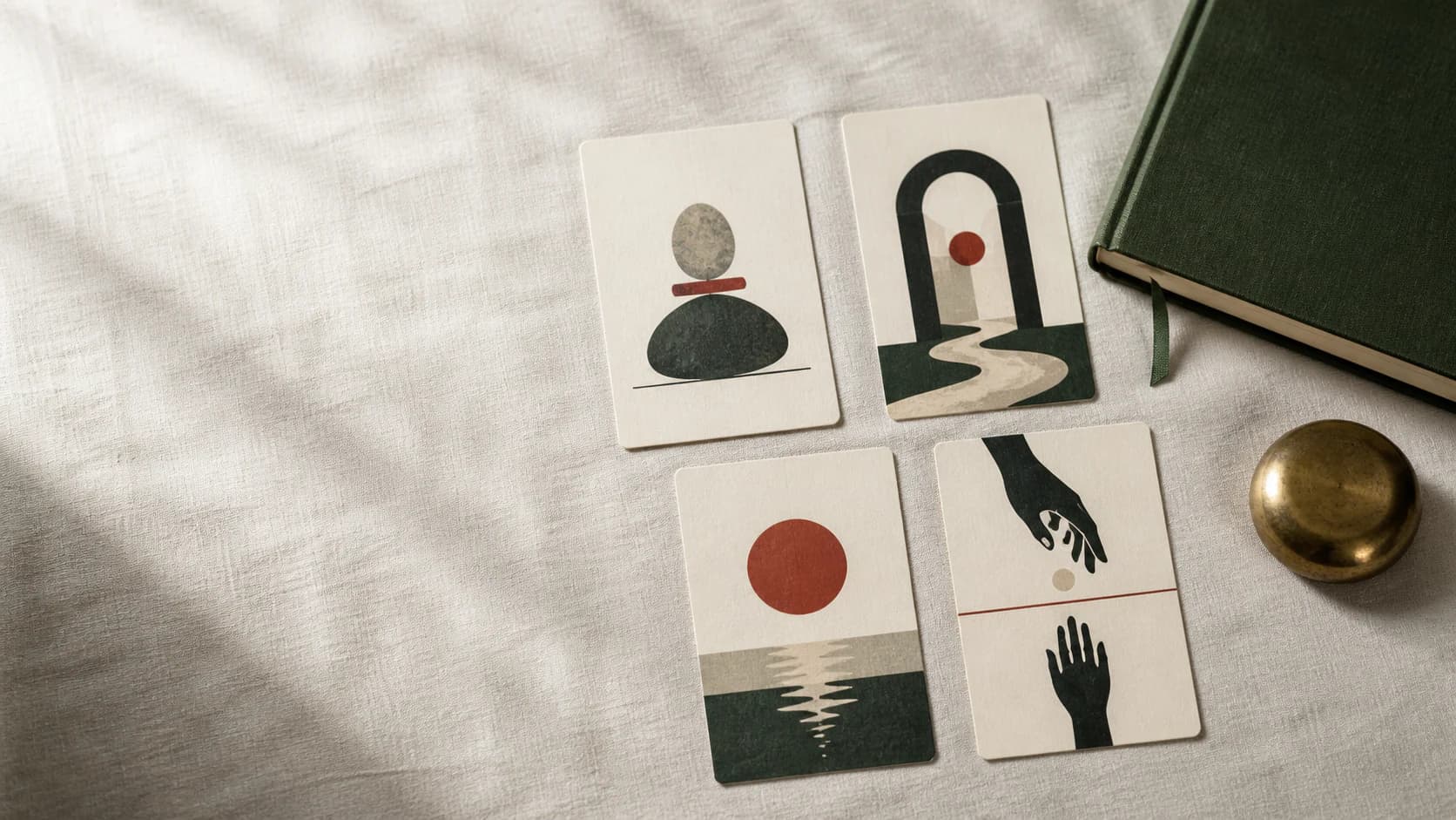 Four original reflection cards with abstract motifs